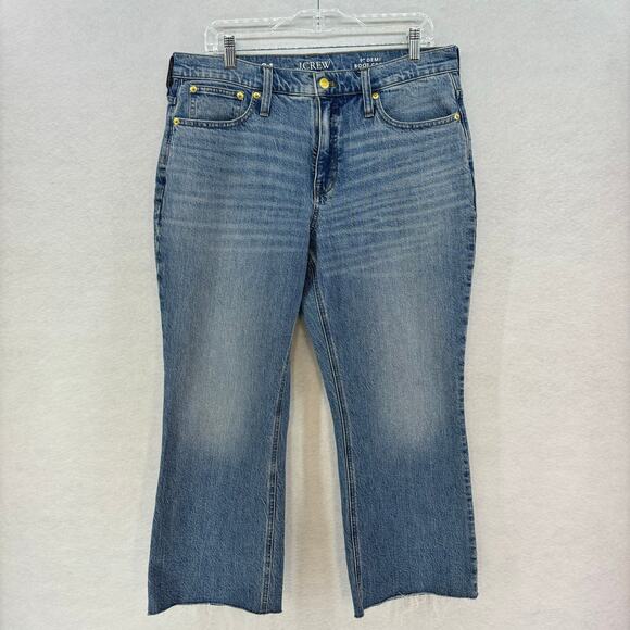 J. Crew 9 inch Denim Boot Crop Raw Hem Jeans Casual Preppy size 31 - Picture 1 of 11